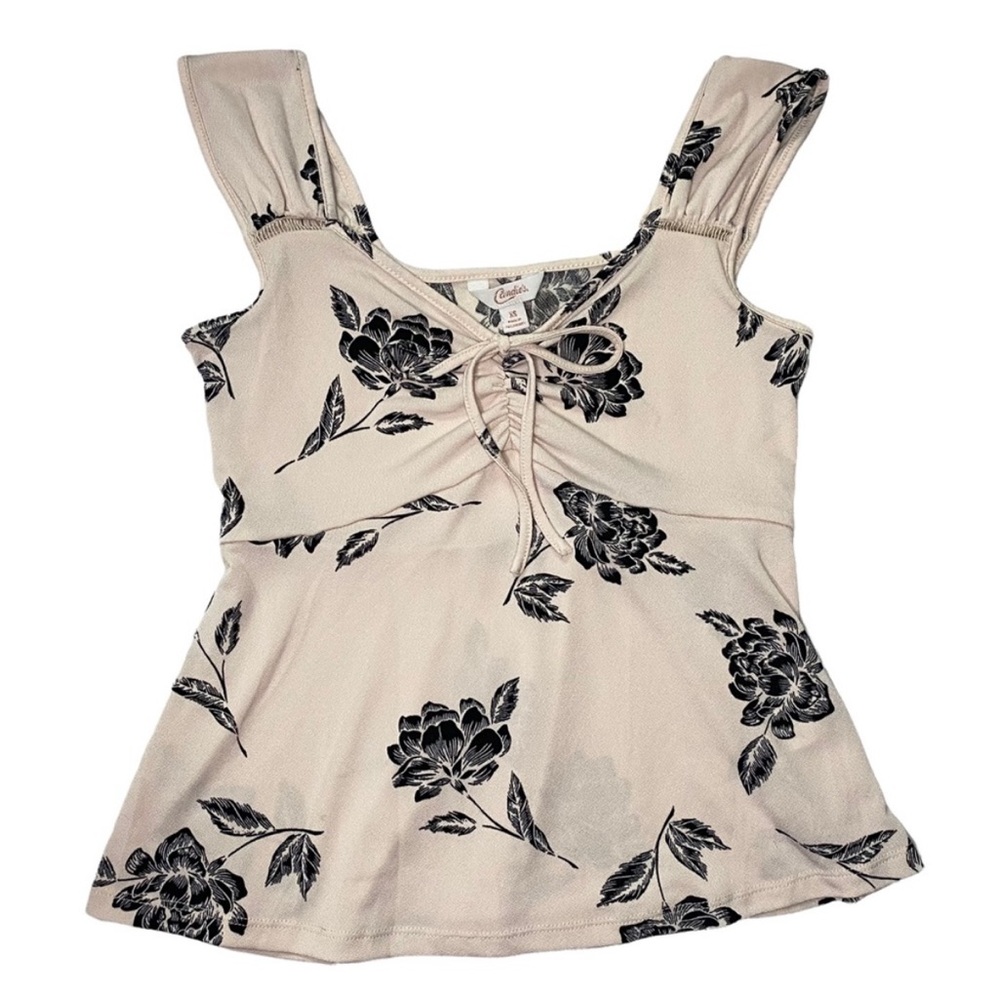 Candies Light Pink Blouse w Black Floral Print